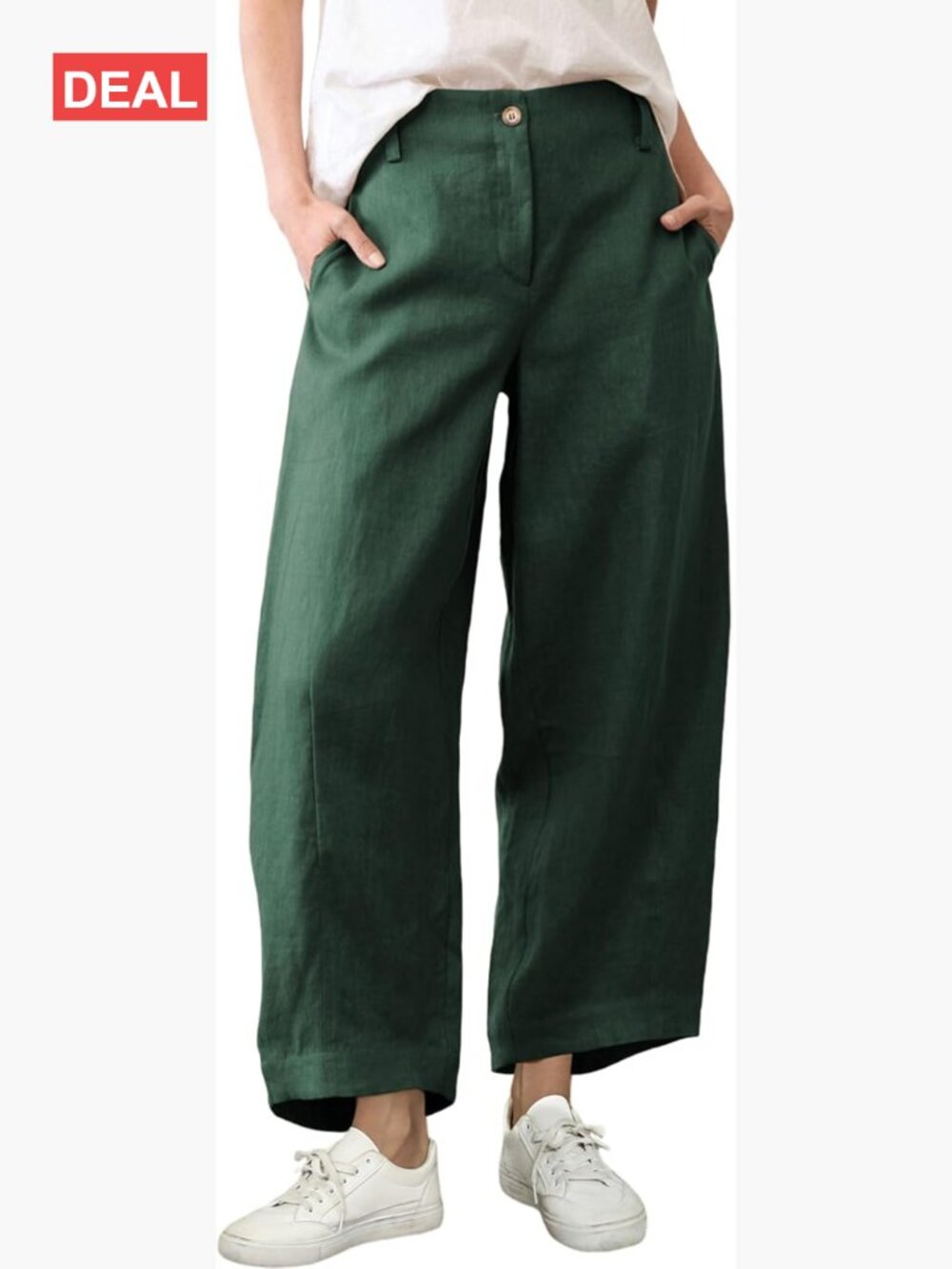Linen Blend Capri Wide Leg Palazzo Pants
